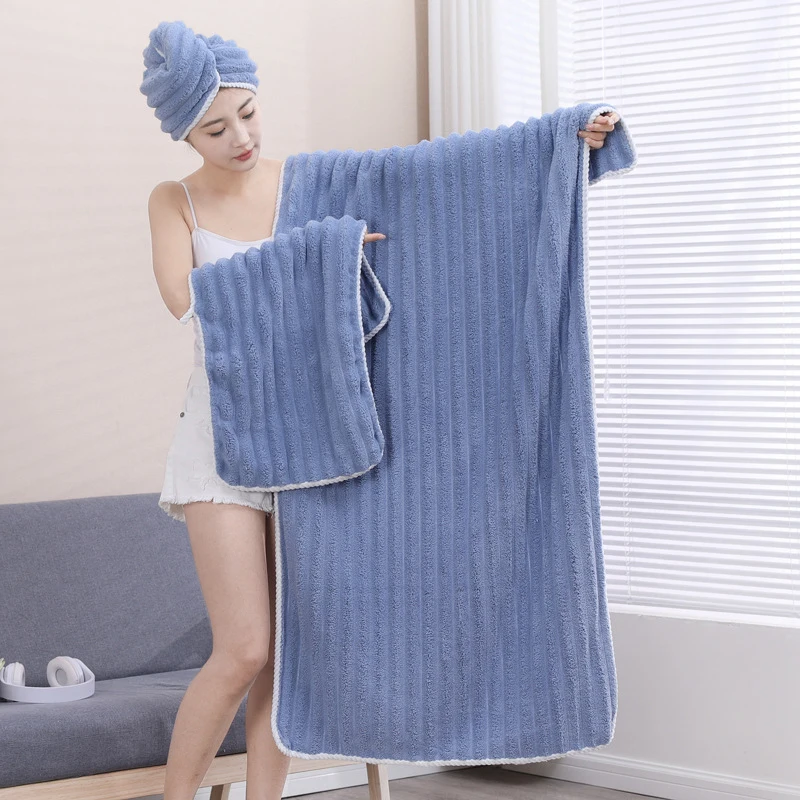 3Piece Bath Towels Set wrap edge thickened coral velvet candy bar bath towel Face Towels Set adult home pool beach seaside Bath Towels Cotton Towel