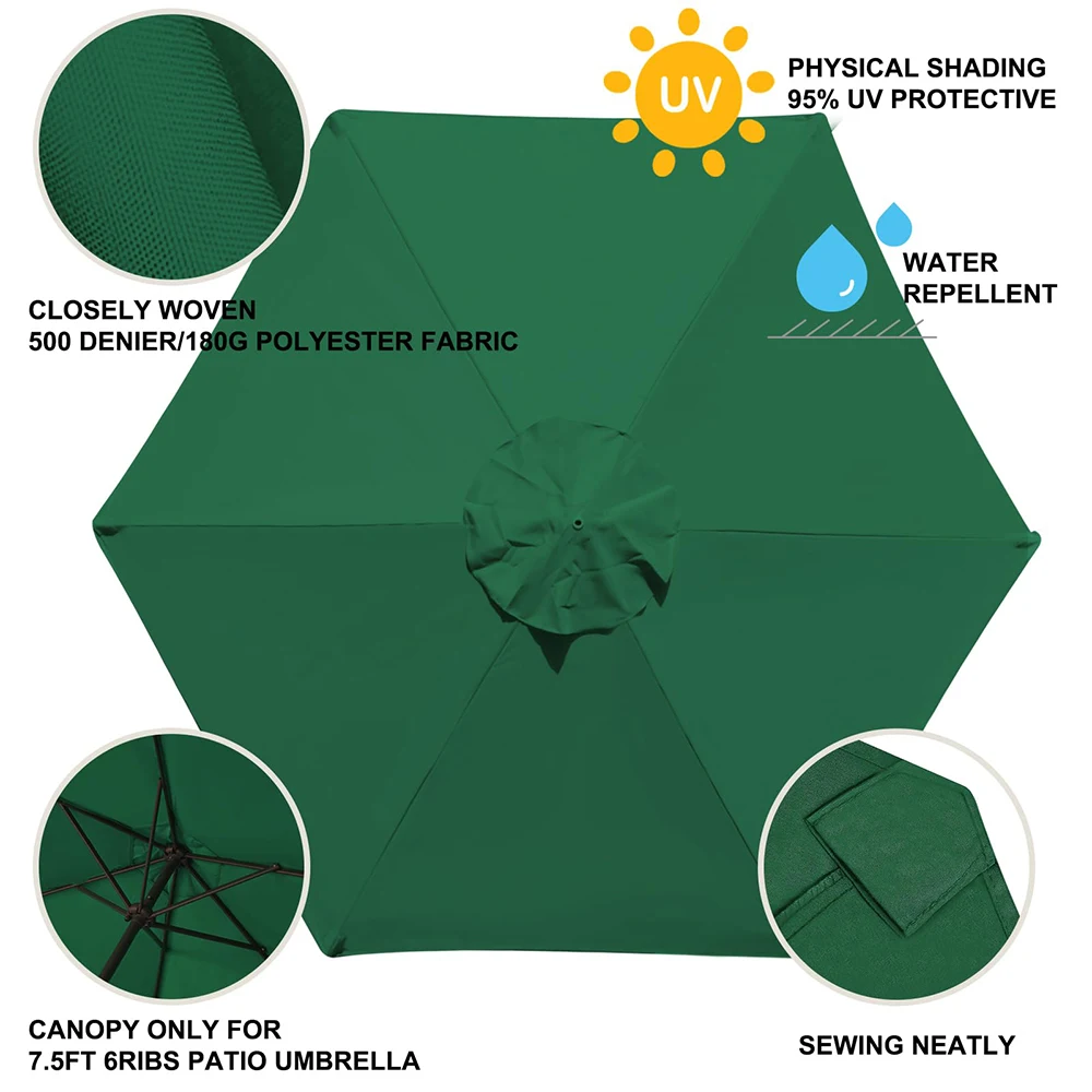 Umbrella Cover 6/8 Rib Umbrella Replacement Canopy Outdoor Awning Stall Umbrella Garden Sunshade Cover Replacement Cloth Waterproof Top Fabric