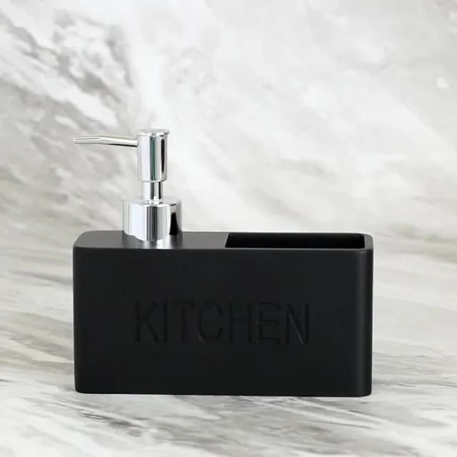 1 ชิ้นเครื่องจ่ายสบู่จานและเครื่องจ่ายสบู่มือผู้ถือฟองน้ําทําความสะอาดเคาน์เตอร์ครัวอ่างล้างจานห้องน้ําออแกไนเซอร์ 6