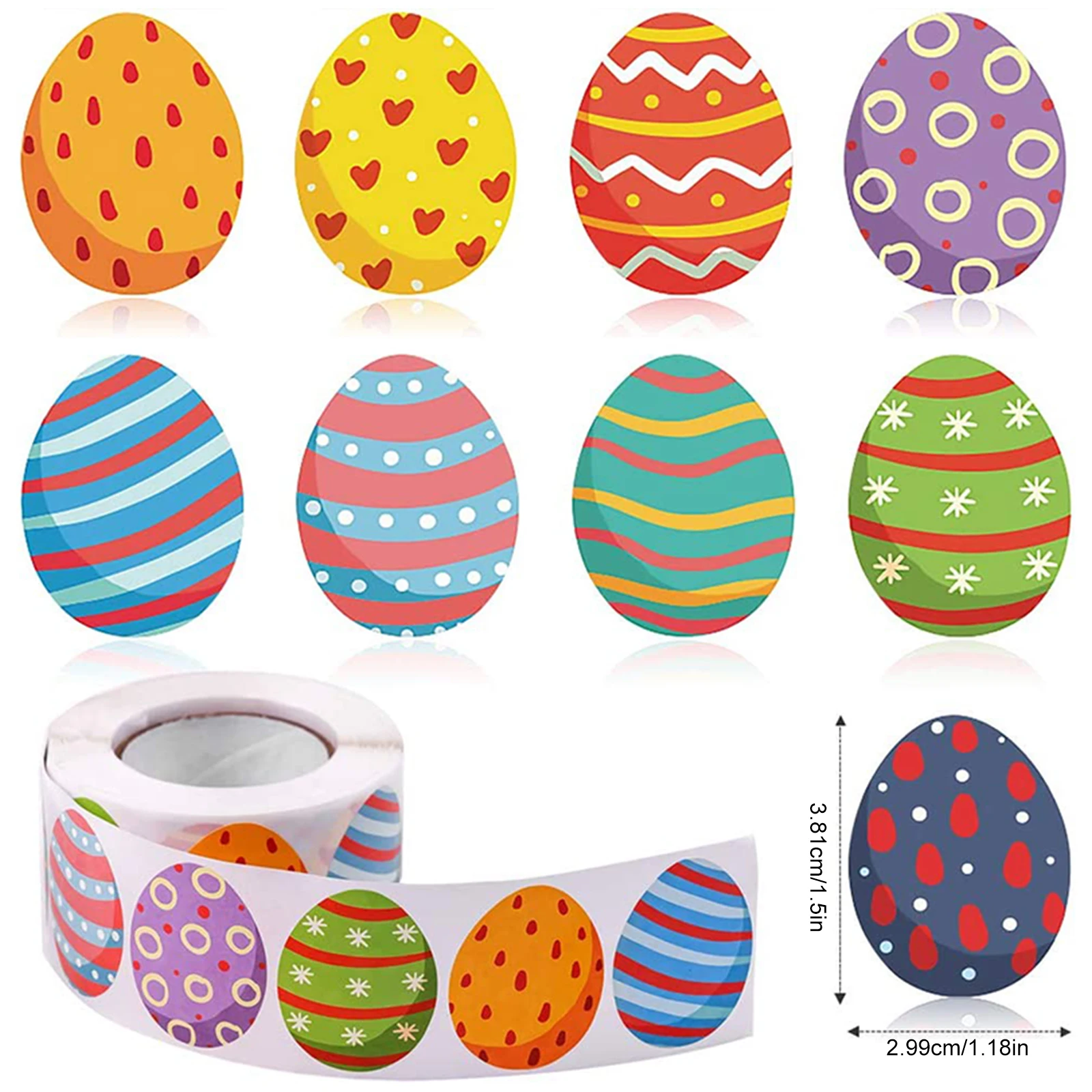 500Pcs/Roll Easter Stickers Easter Egg Round Stickers Holiday Decoration For Holiday Decals Party Album Scrapbooking Reward Gift