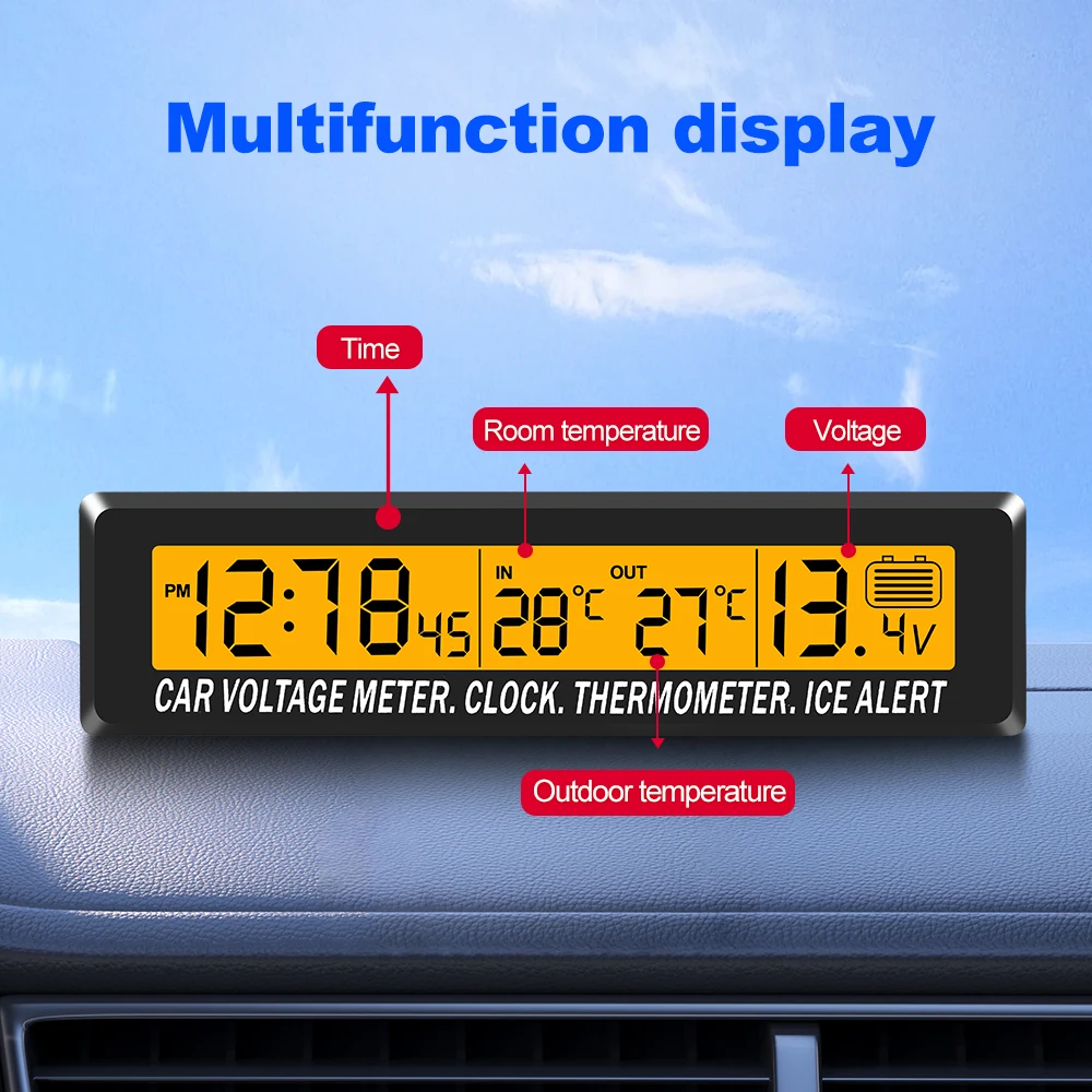 Auto Digitaluhr innen außen Auto Temperatur Thermometer Batteries pannungs  monitor Meter LED Hintergrund beleuchtung mit Zigaretten buchse - AliExpress