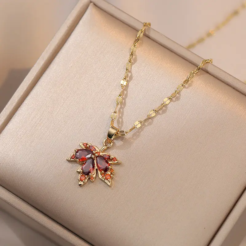 Exquisite Micro Inlaid Zircon Butterfly Tassel Necklace For Women Stainless Steel Moon Butterfly Flower Clavicle Choker Jewelry - Image 7