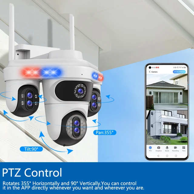 Overscam 35MP 30X Zoom White WiFi Camera 4Screens 7Lens Outdoor Wireless PTZ Security Cam Auto Tracking CCTV Surveillance Camera 2