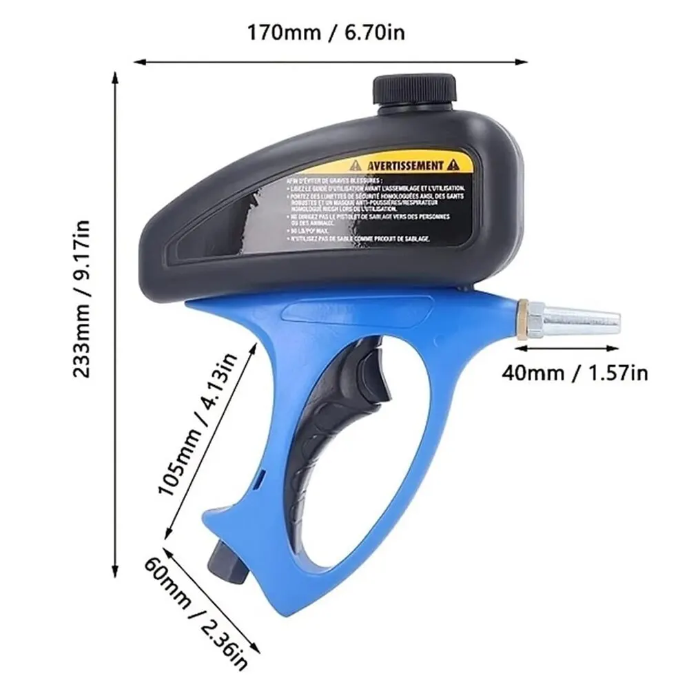 Handheld Gravity Blaster 90Psi Portable Sand Paint Sprayer Pneumatic Rust Power Tool Protection Blasting Air Gun High Pressure 3