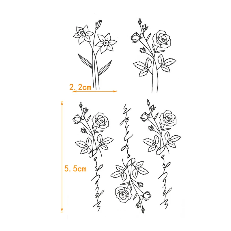 30 Stile Graue Rosenblüten Wasserfeste Temporäre Tattoos Aufkleber Fake Tattoo Körperkunst Tatouage Lotus Schmetterling Henna Aufkleber – Detail 8