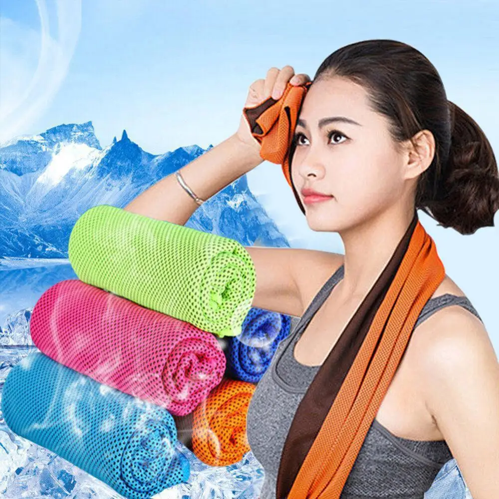 1PC Outdoor Sport Ice Towel Fitness Yoga Gym Running Wipe Sweat Chill Towel Rapid Instant Cooling Microfiber Quick-Dry Ice