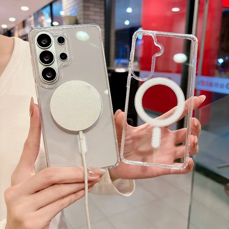 2026 New Magnetic Clear Phone Case For Samsung Galaxy S26 S25 S24 S23 S22 S21 Plus Ultra FE for Magsafe Transparent Cover Funda 4