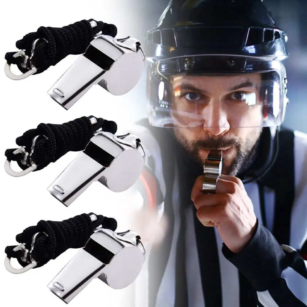 Description Picture 3 of item1PC Stainless Steel Metal Whistle Referee Sport Training School Soccer Football Basketball Cheerleader Cheer Whistles With Rope