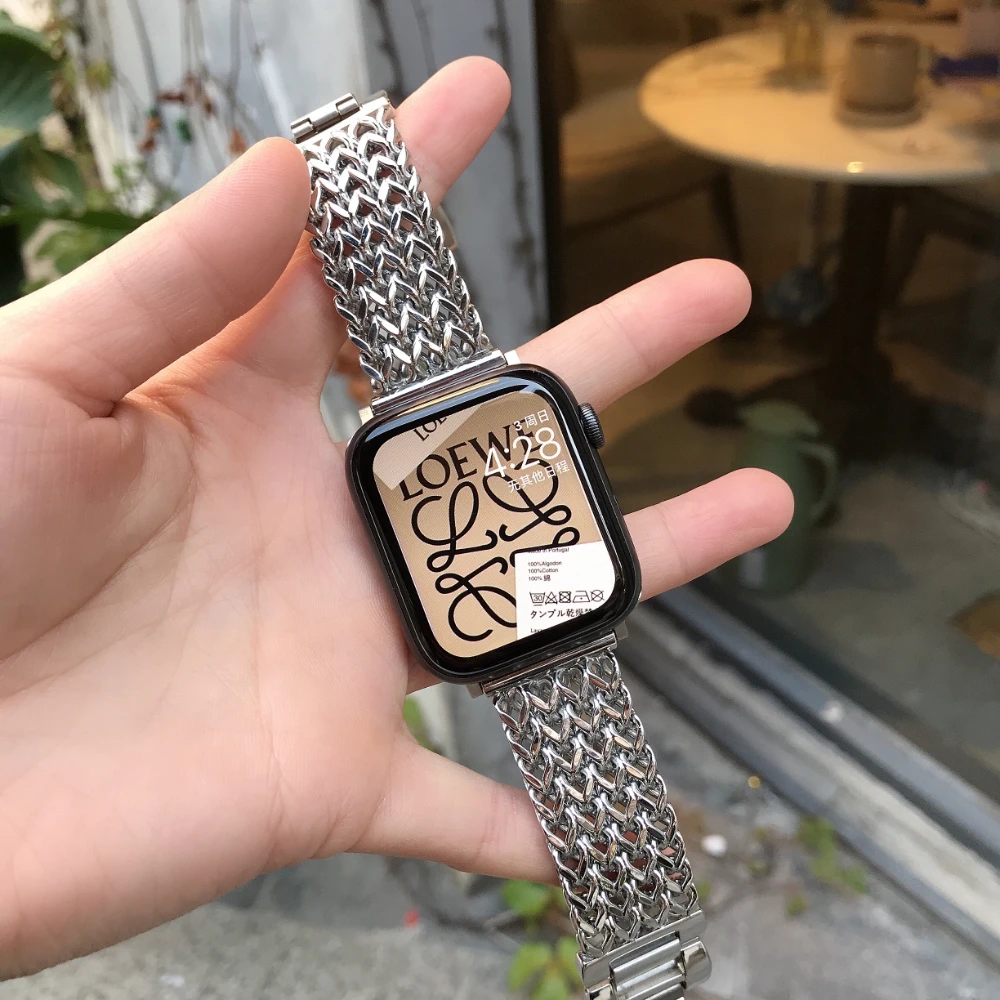 애플 워치용 브레이드 금속 팔찌, 울트라 2 1 밴드, 49mm, 41mm, 45mm, 아이워치 시리즈 9, 8, 7, 6, SE, 5, 4, 44mm, 스테인리스 스틸 스트랩