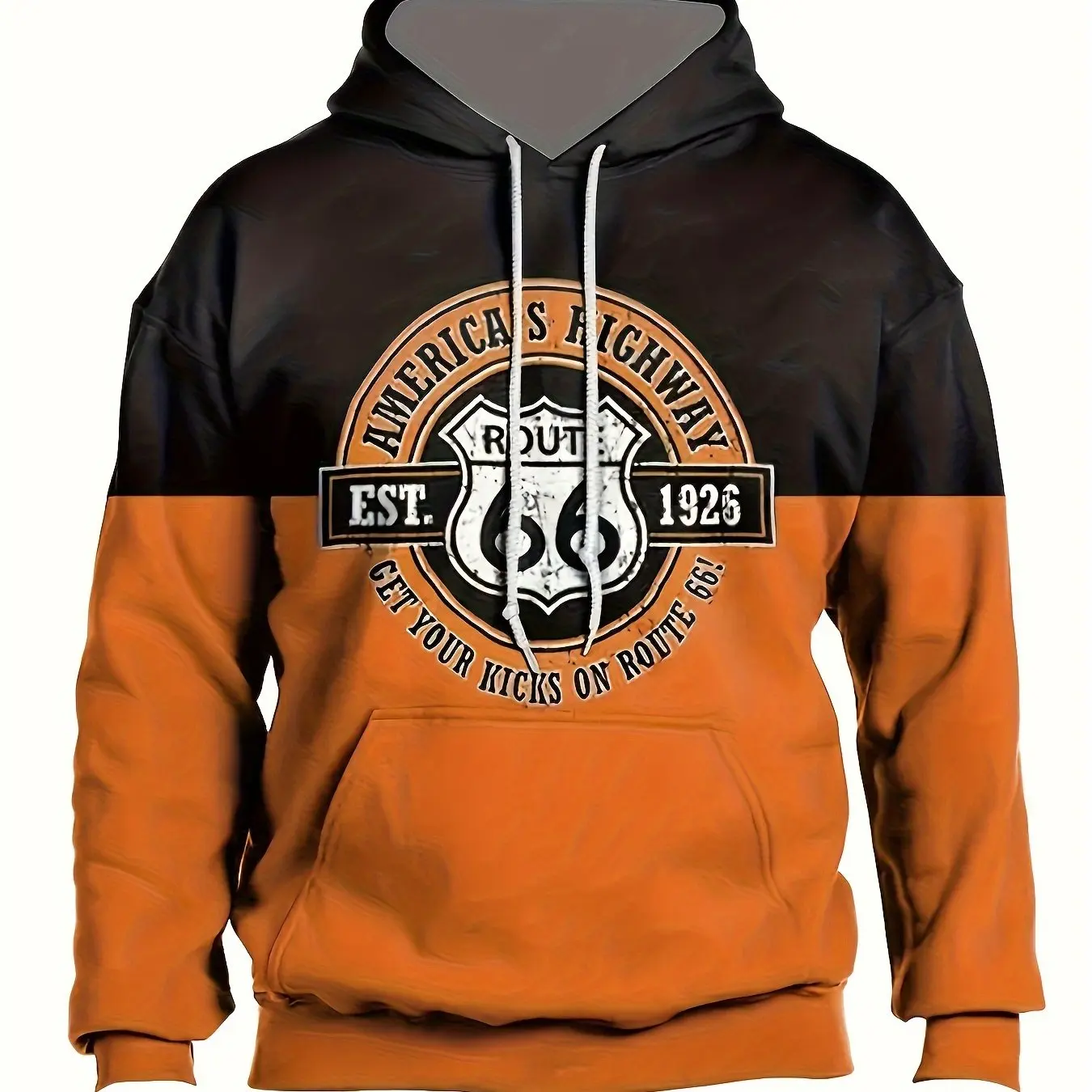 thumbnail image 1 of Sudadera con capucha con estampado 3D de la Ruta 66 para hombre, moda otoño/invierno 2024, ropa para deportes al aire libre y ocio, sudadera con capucha de hip hop callejero para hombre, 1 of 5
