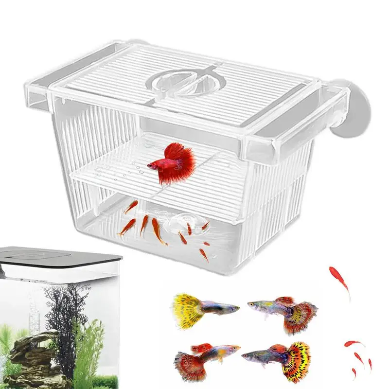 fish Breeding Box Acrylic Hatchery Incubator Fish Tank Divider Aquarium Breeder Box Hanging Fish Tank Breeder Isolation