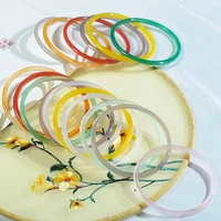 Elegant Imitation Jade Solid Color Jingle Bangles Retro Simple Glass Bracelet Femme Fashion Women's Casual China Jewelry Gifts 1