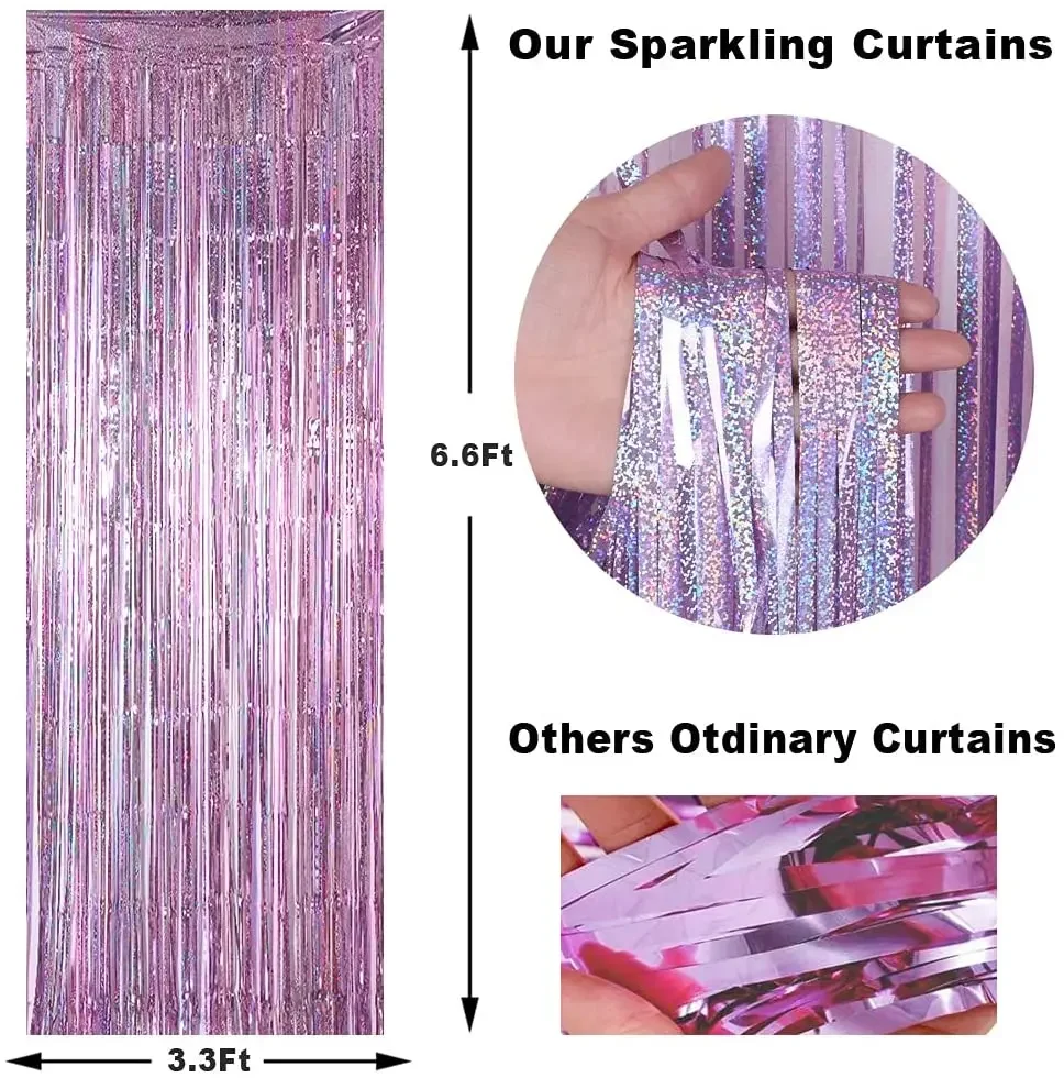 

Party Fringe Curtain Backdrop 1m Foil Curtain Pink Back Drop Photo Booth Wedding Graduations Birthday Christmas Event
