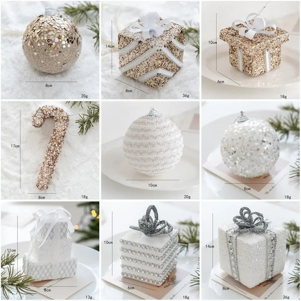 High-quality Foams Christmas Tree Balls Shiny Sequin Christmas Tree Pendant 8cm Hanging Xmas Baubles Christmas Party Supplies