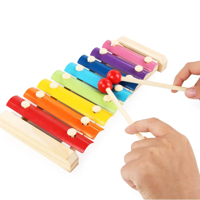 Wooden Xylophone 8 Tones Multicolor Musical Instrument Toys For Baby Kids Accessories