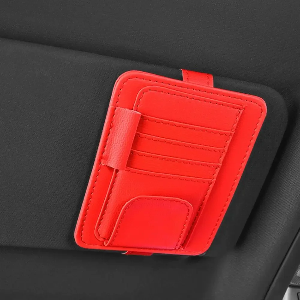 Car Sun Visor Organizer Multi-Pocket Business Card Storage Management Sunglasses Holder Visor Accessories Auto Interior 3