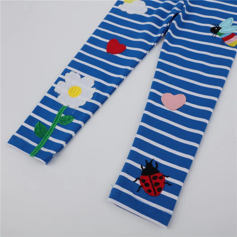 Leggings Bambina Con Ricamo Farfalle - Pantaloni Cotone Morbido Per Tutti I Giorni