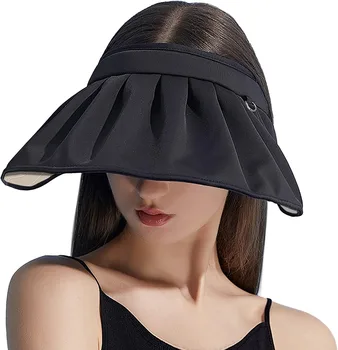 Womens Visors,Clip On Foldable Wide Brim Womens Golf Visor,Roll-up Headband Sun Hat with UV Protection 1