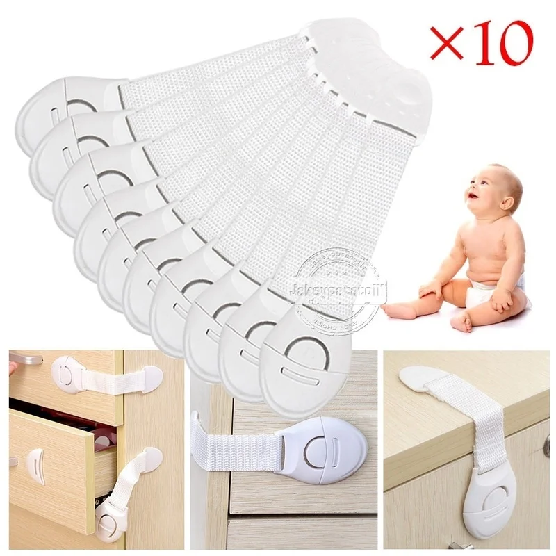Cabinet Safety Lock 10Pcs/Lot Drawer Door Cabinet Cupboard Toilet Kids Safety Locks for Infant Security Plastic Baby Safety Lock Children Protection