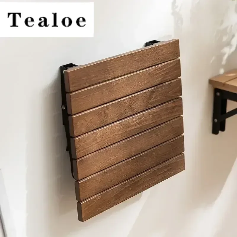 Folding Chair Wall Mounted Invisible Shoe Changing Stool Solid Wood Wall Seat Fold Away Stool Suitable For Various Occasions