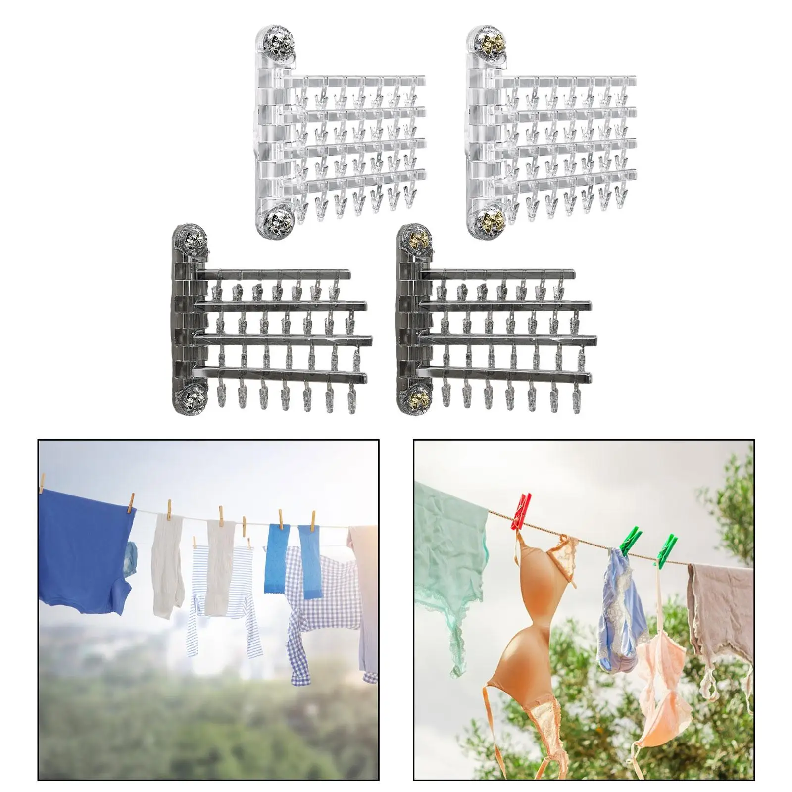 Folding Sock Drying Hanger Wall Mount Space Saving Suction Cup Type Drip Drying Hanger for Underwear Hat Scarf Bras Towels