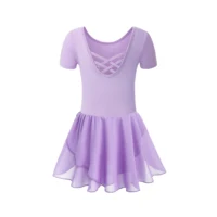 Girls Short Sleeve Leotard with Skirt Dance Dress Kid Toddler Ballet Outfit Clothes - Image 3