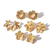 Keen-on Fashion Stainless Steel Metal Flower Stud Earrings Hot Style Waterproof Texture Trendy Jewelry 18K Gold Color Plated 5