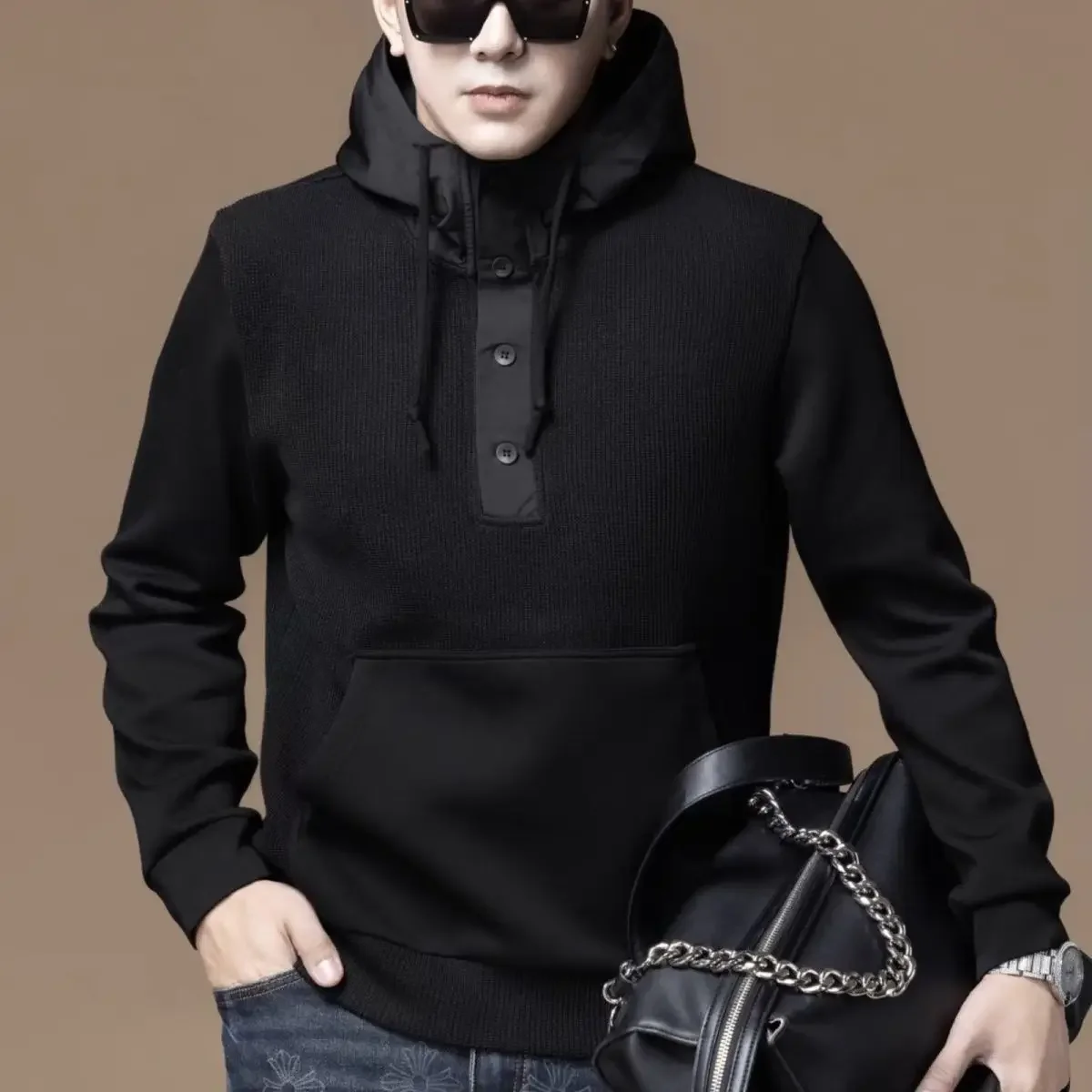 thumbnail image 1 of Nueva sudadera con capucha de otoño para hombre, sudadera ajustada con capucha para hombre, sudadera de lujo cálida y divertida, estilo coreano, oferta de bienvenida, tops de colores pastel, 1 of 5
