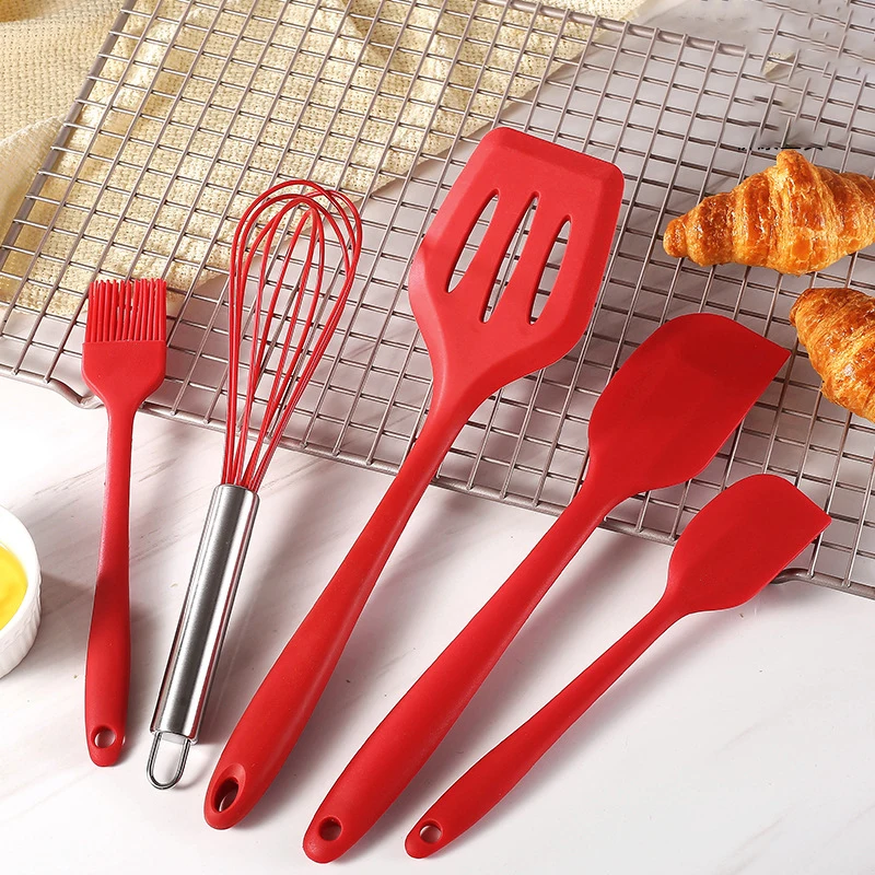 Silicone Kitchenware Set Scraper 5-piece Baking Tool Set Cooker Spatula Cooking  Spoon Shovel Baking Props