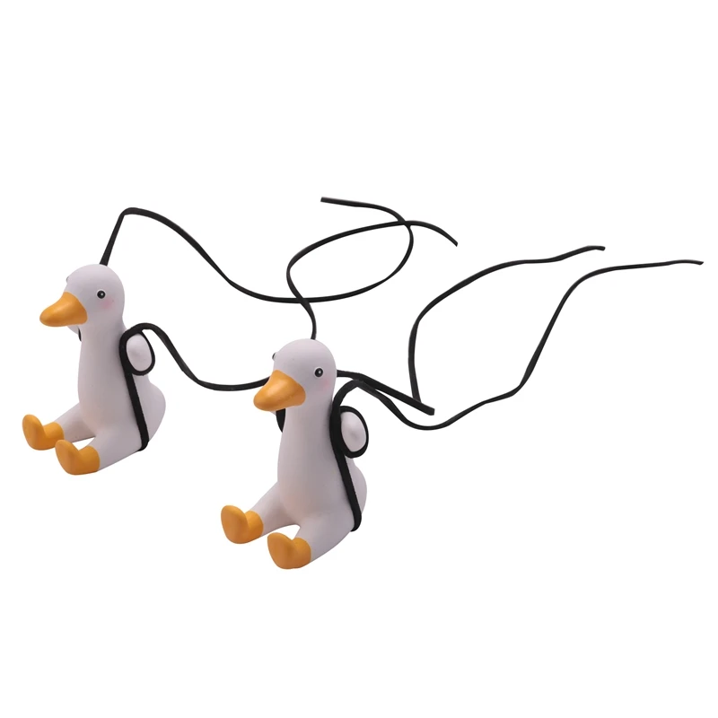 

2Pcs Swinging Duck Car Hanging Ornament Swing Duck Car Mirror Cute Anime Car Accessories Auto Decoration Gift
