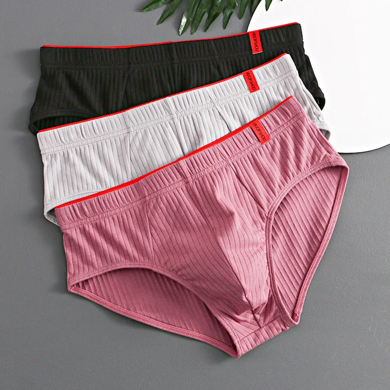 

Men's Briefs Gay Underpants Cotton U Convex Pouch Panties Youth Fasion Breathable Comfortable Mens Underwear Striped Wholesale