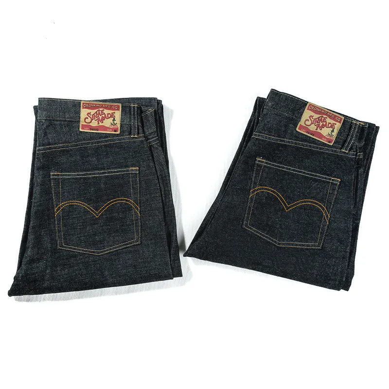 

Straight Fit Selvedge Denim Jeans For Men Red Selvage Jeans Unwashed 15 oz Denim Jeans Mens Motorcycle Jeans EW9903