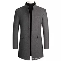 2024 New Men's Woolen Overcoat Medium-length Casual Loose Fit Single-breasted Jacket Autumn Winter Season