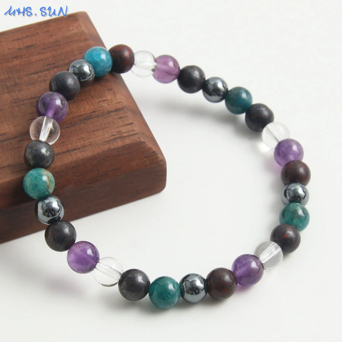 Mhs.Sun Handmade Natural Stone 6Mm Apatite Oriental Jasper Bracciale Purple Crystal Charm Donna Uomo Gioielli Speciali Regalo Energetico