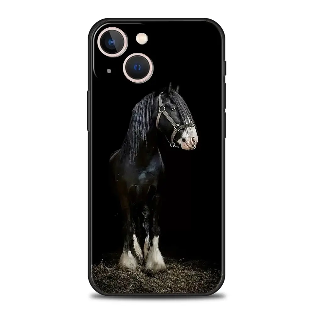 Running Horse Wild Animals Luxury Phone Case - Black Protective Cover