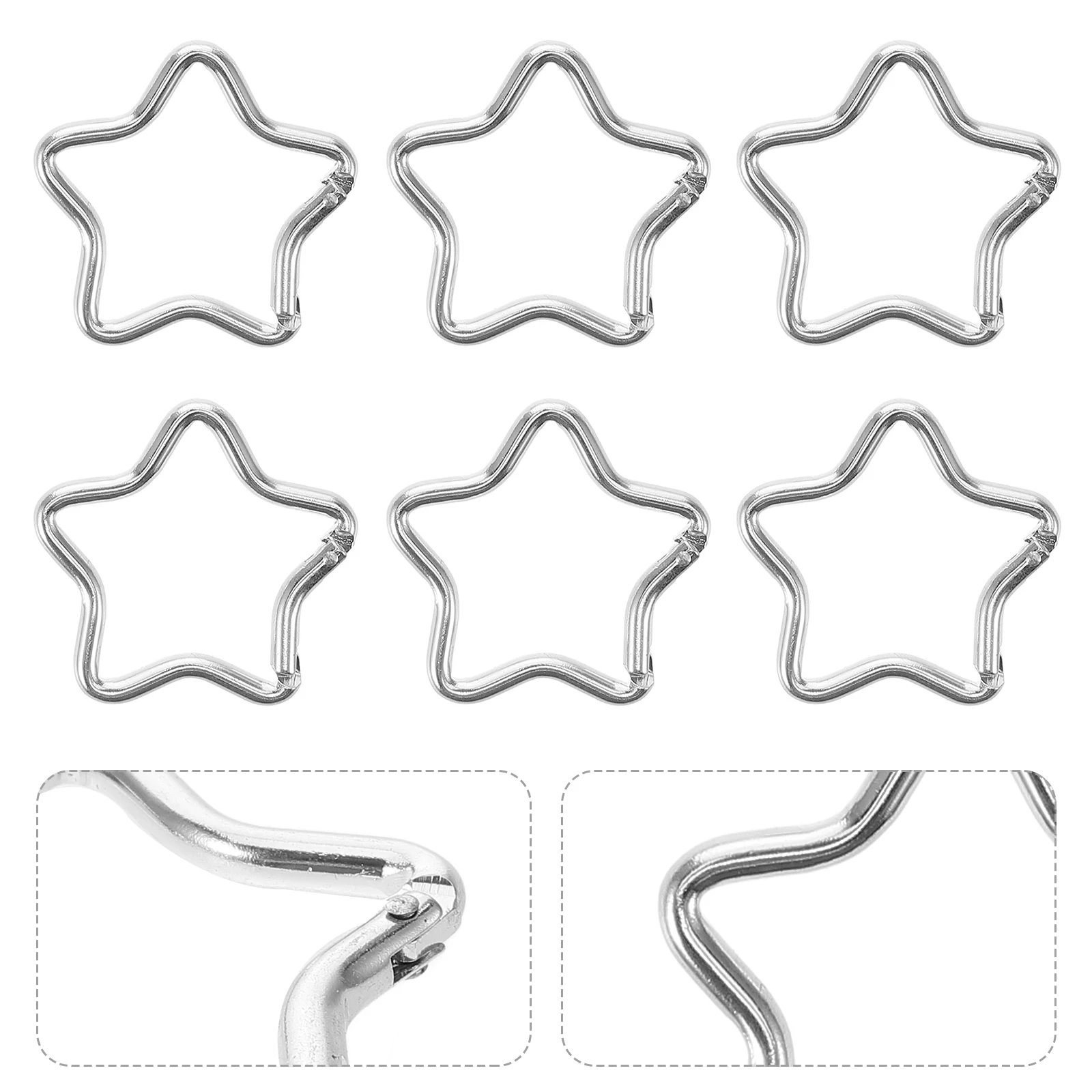 SPONGL Clip per portachiavi, 50 chiusure a moschettone a forma di stella, con robusta catena a molla, per la creazione di gioielli e