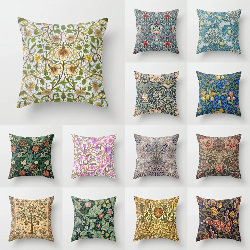 

Vintage flower printed pattern cushion cover for home living room sofa decoration square polyester pillowcase