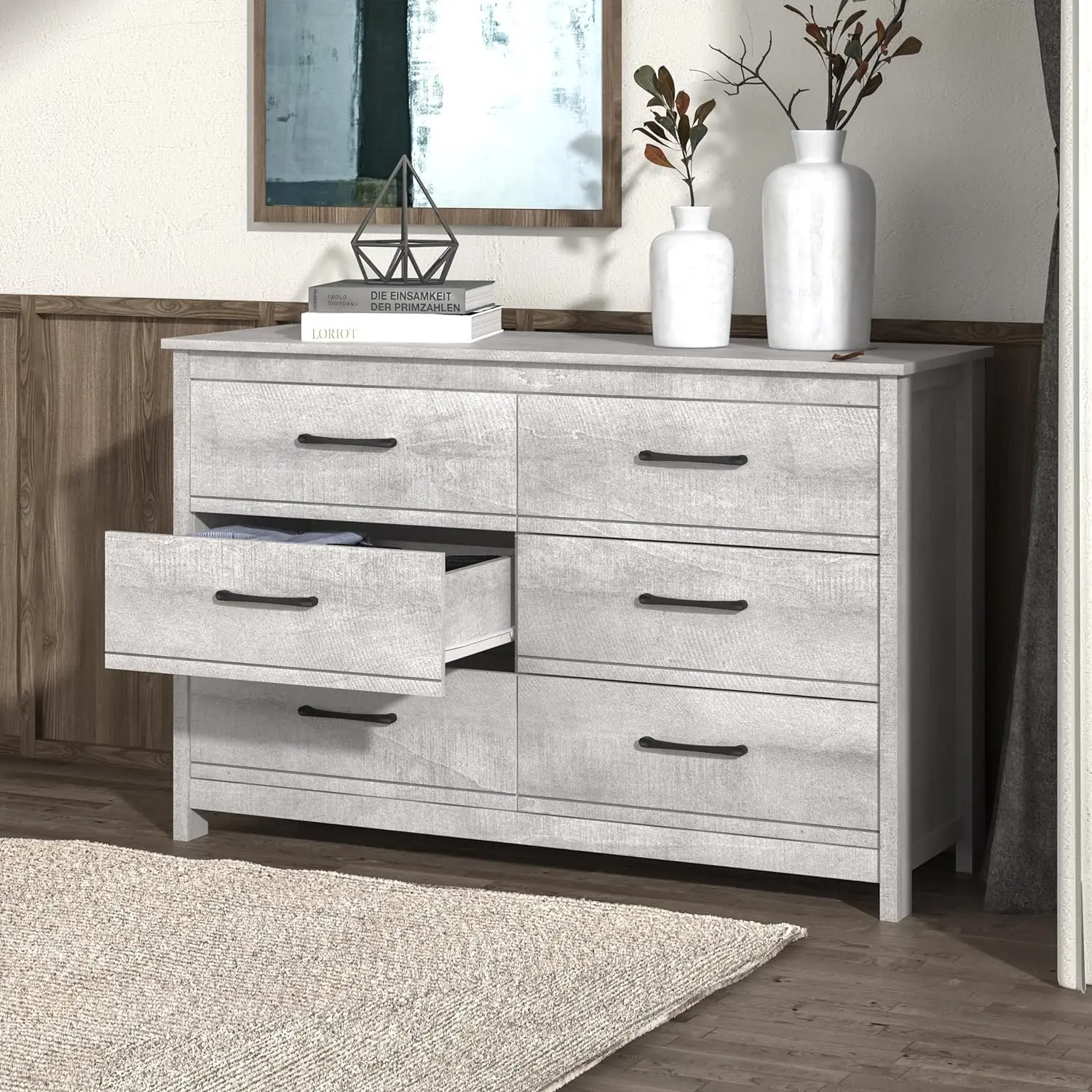 

Комод Galano Kellie с 6 выдвижными ящиками и функцией блокировки, широкие комоды для спальни, комоды для шкафа, Органайзер