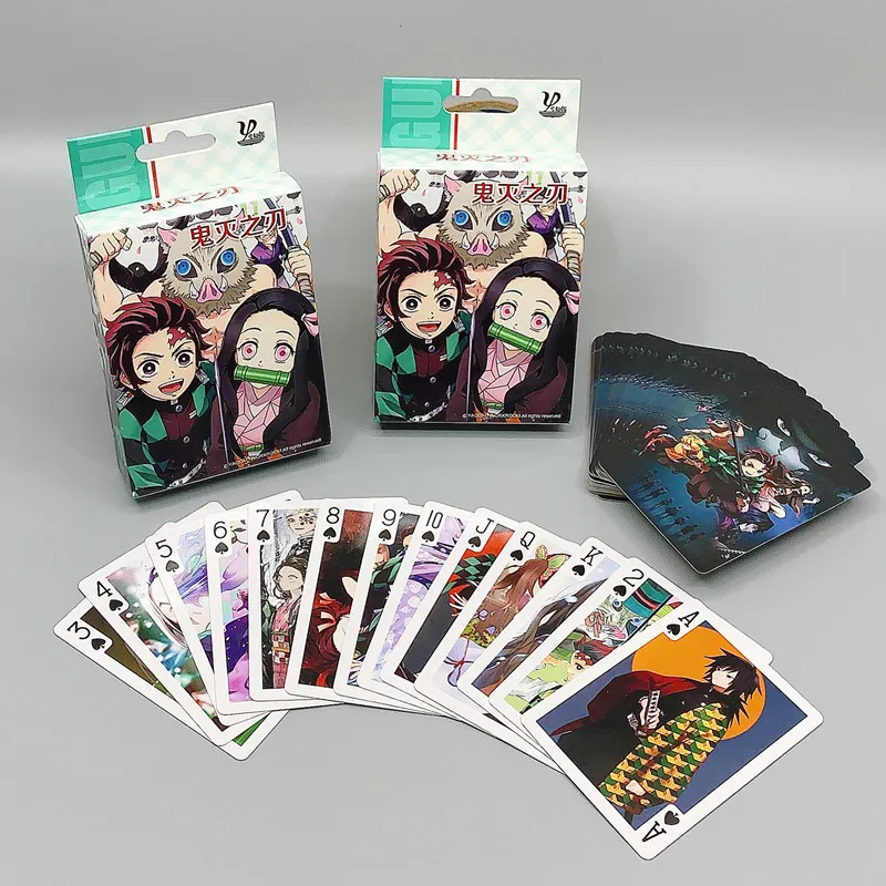 Demon Slayer Cards Poker Bean Solitaire Anime Game Playing Card Collection Comic Gifts |