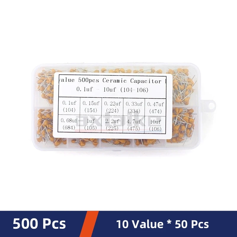 Monolithic Ceramic Capacitor Kits 10pF-10uF 50V 106 105 474 104 103 102 101 33 47 56 68 PF 10NF 100NF MLCC 180/300/480/500PCS ceramic capacitor,multilayer capacitor