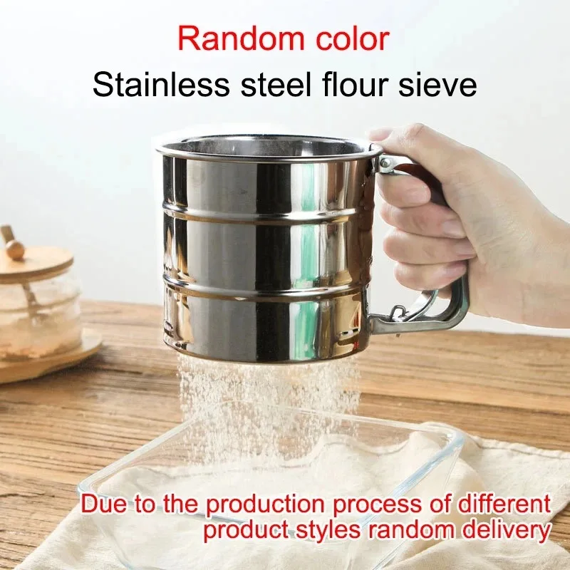 Flour Sifter 1PC Stainless Steel Flour Sifter Sieve with Hand Press Fine Mesh for Baking Powder Sugar Kitchen Baking Tools