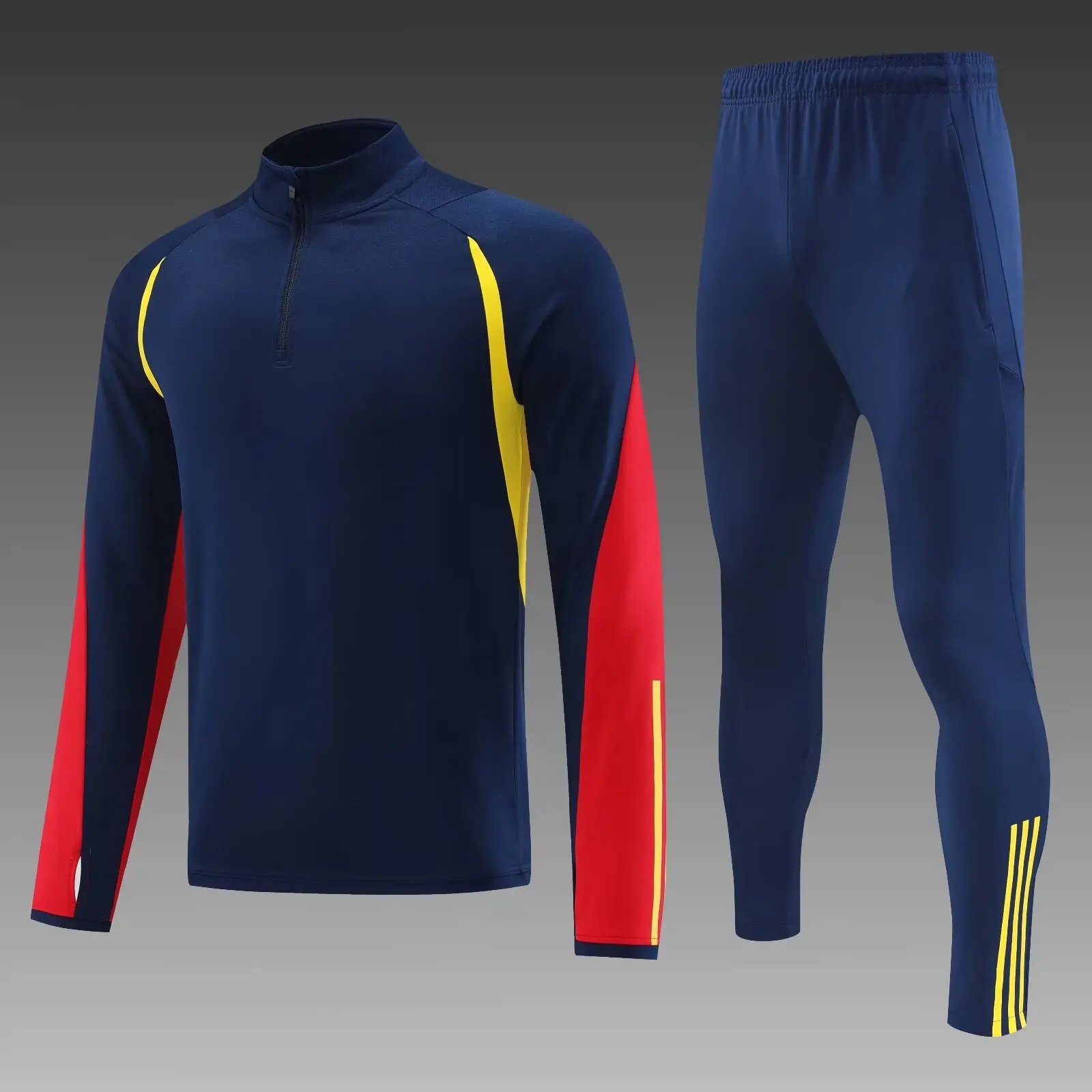 Men and Kids sports set boy girl Fans Half Zipper Jacket Training wear games Jerseys football Kit Tops and trousers kids sports suit men sports suit