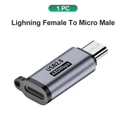 Universal USB - C to Micro USB Adapter for Chargers and Data Cables (1xLighning toMicro)