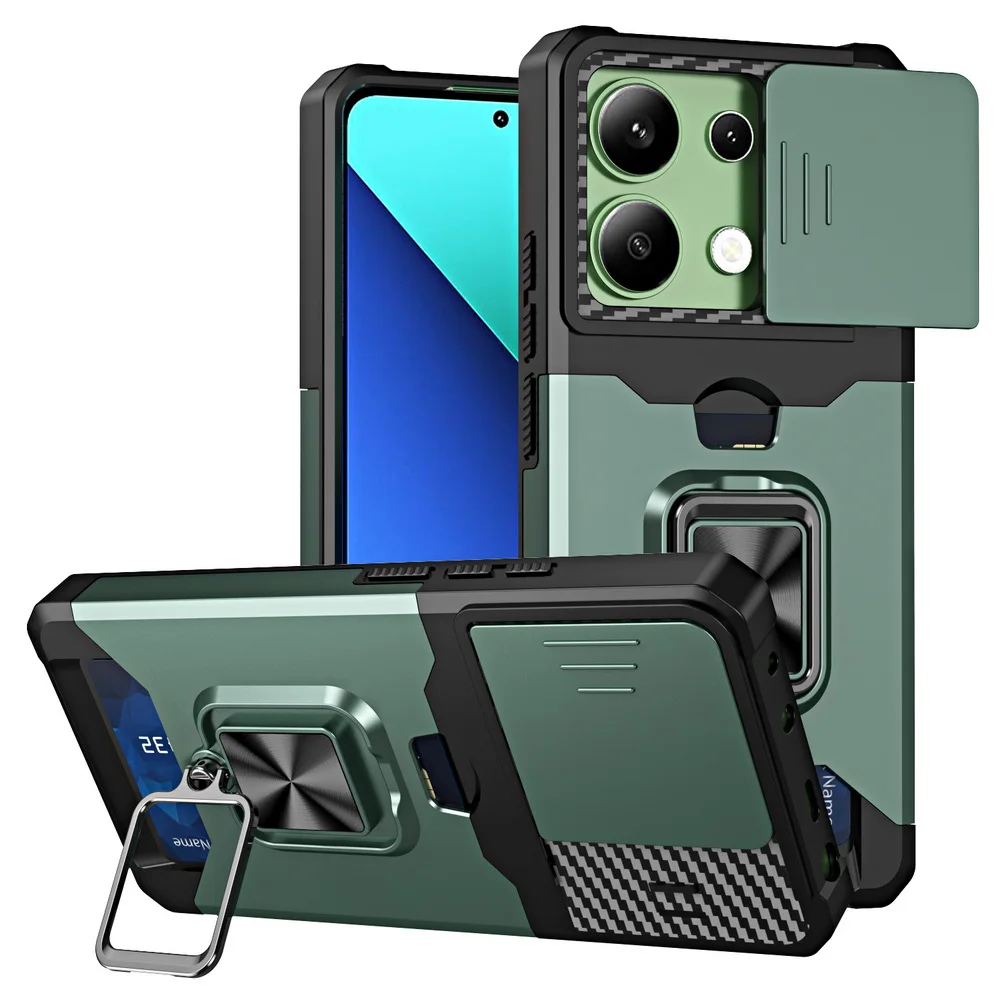 Versatile Card Slot Finger Ring Camera Protection Armor Case