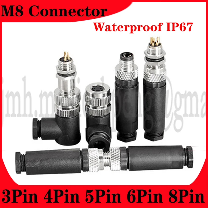 

M8 3P 4P 5P 6P 8 Pin Plastic Waterproof IP67 Aviation Male Female Straight Plug Bent Plug Screw Wiring Cable Welding Connector