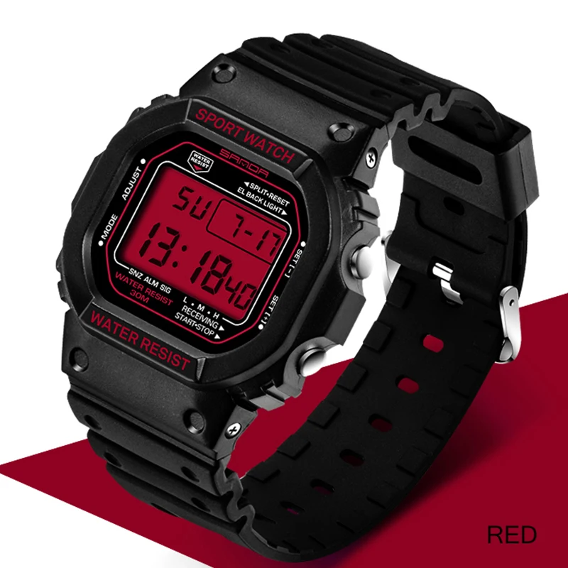 Luxury Military Sport Digital Watch for Men - Fashionable Design with Alarm and Stopwatch Functions