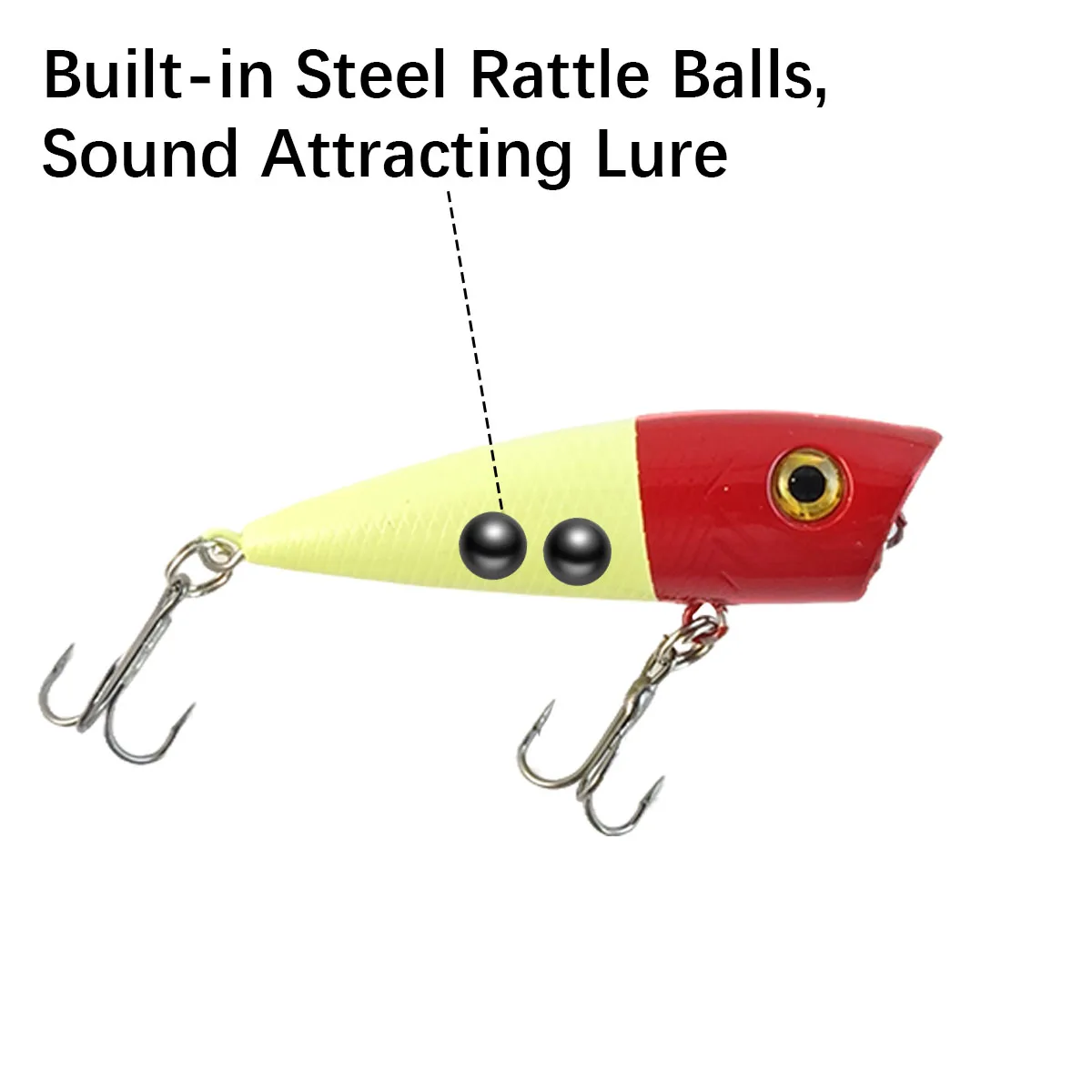 Fishing Lure, Floating Hard Bait With Built-in Steel Rattle Balls, 3D Realistic Fish Eyes, Simulated Fish Scales, Treble Hooks - 5