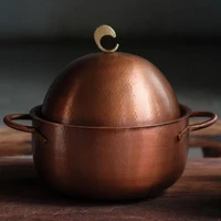 Marmite à soupe en cuivre vintage en forme d'œuf, marmite artisanale, ustensile de cuisson des aliments, mijoter et ragoût de pâtes, avec couvercle, marmite à main de 19 cm 3