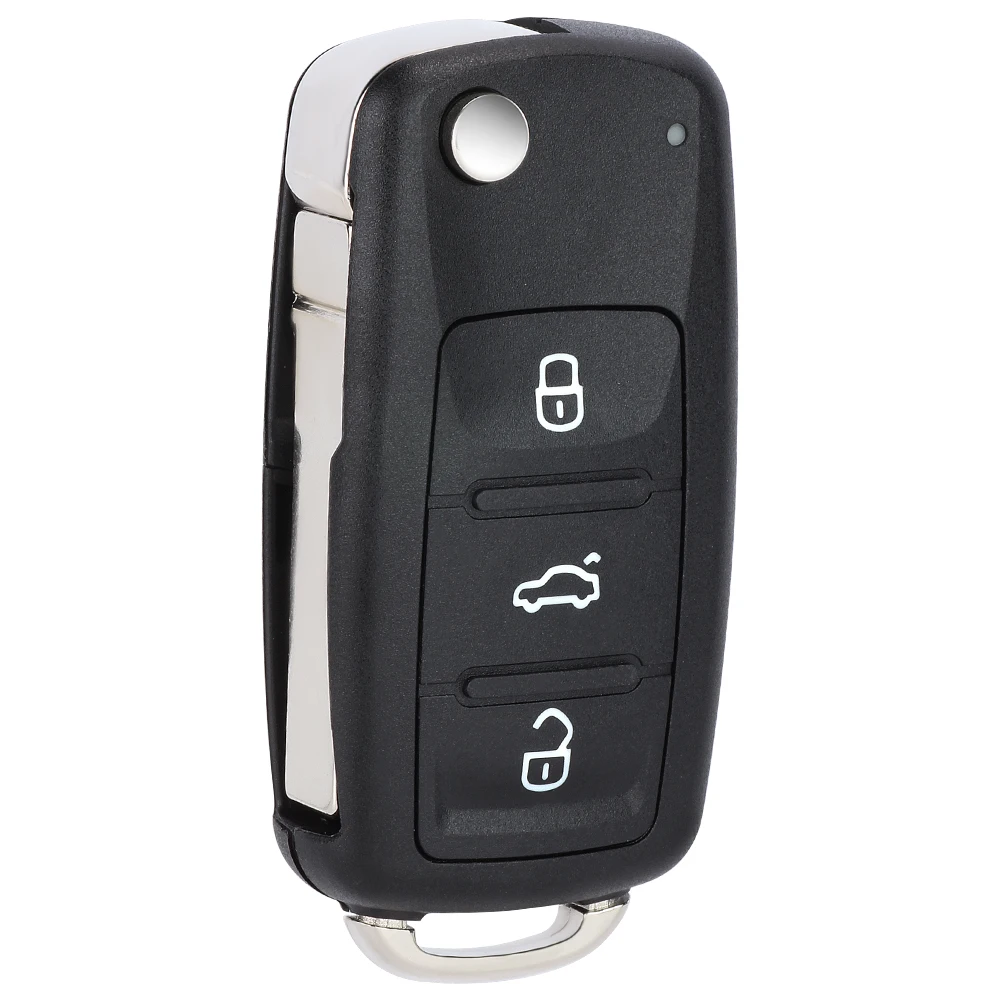 KEYECU Flip Remote Car Key Shell Case With 3 Buttons For Volkswagen Golf Beetle Caddy Eos Polo Scirocco Jetta For Skoda Seat Key Case Car Key Shell Key Shell