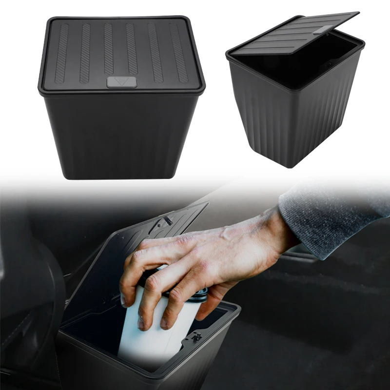 Rear Seat Press Type Trash Can for Tesla Model Y Front Door Organizer Storage Box Interior Storage Auto Modification Accessories